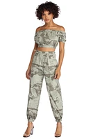 At Ease Camo Crop Top