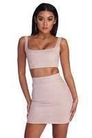 Slay All Day Faux Suede Crop Top