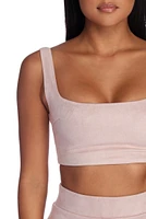 Slay All Day Faux Suede Crop Top