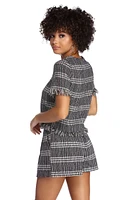 Plaid Boucle Crop Top