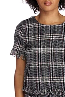 Plaid Boucle Crop Top