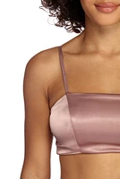 Stroke Of Midnight Satin Crop Top