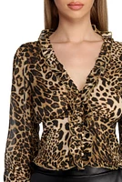 Ruff Play Leopard Print Blouse
