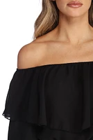 Ruffled Chiffon Crop Top