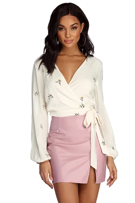 Spring Into Action Wrap Blouse