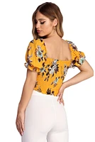 Floral Smock Down Crop Top