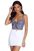 Tied Pinstripes Crop Top