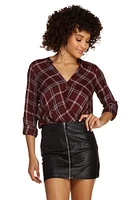 Plaid For Success Surplice Top