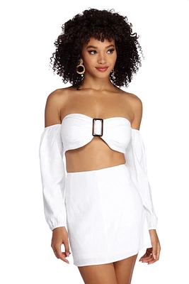 Such A Flirt Linen Crop Top
