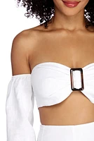 Such A Flirt Linen Crop Top