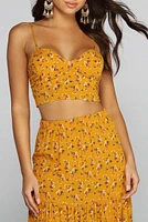 Golden Glow Floral Crop Top