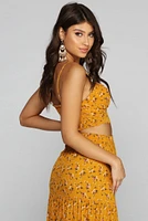 Golden Glow Floral Crop Top