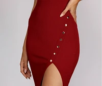 Oh Snap Button Midi Dress