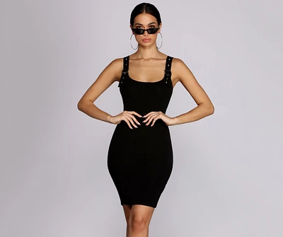 Buckled Sleeveless Mini Dress