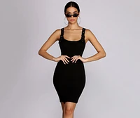 Buckled Sleeveless Mini Dress