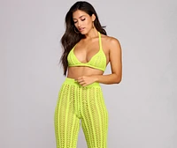 Lime Crochet Halter Crop Top