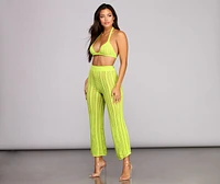 Lime Crochet Halter Crop Top