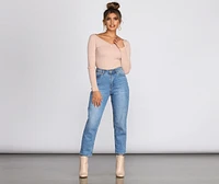 Off The Shoulder Ribbed Knit Bodysuit