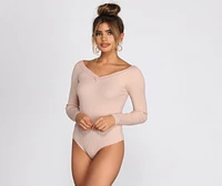 Off The Shoulder Ribbed Knit Bodysuit