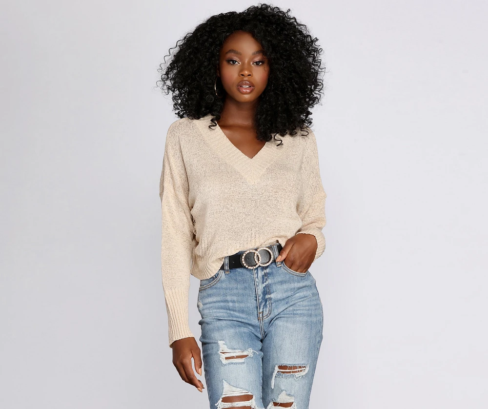 Threads Deconstructed V-Neck Sweater