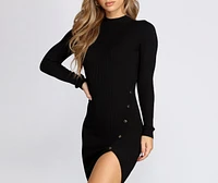Snap Slay Ribbed Sweater Dress