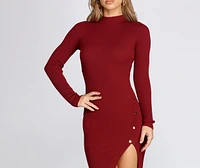 Snap Slay Ribbed Sweater Dress