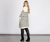 Striped Fuzzy Long Cardigan