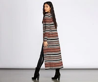 Stripe About Now Long Line Cardigan