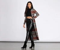 Stripe About Now Long Line Cardigan