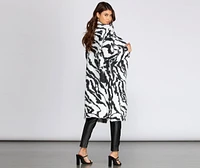 Fuzzy Zebra Print Cardigan