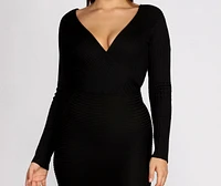 Long Sleeve Ribbed Mini Dress