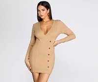 Beautifully Buttoned Ribbed Sweater Dress
