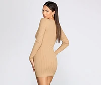 Beautifully Buttoned Ribbed Sweater Dress