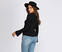 Crew Neck Bell Sleeve Top