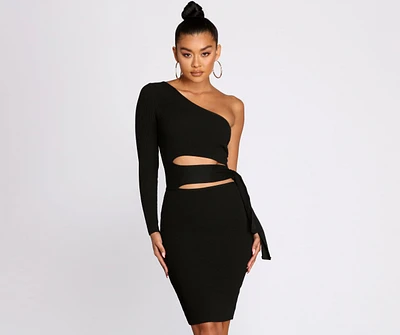 One Of A Kind Shoulder Knit Midi Dress