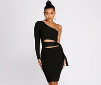 One Of A Kind Shoulder Knit Midi Dress