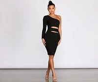 One Of A Kind Shoulder Knit Midi Dress