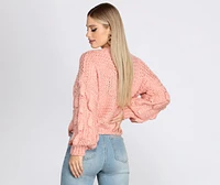 Pom Sleeve Detail Oversized Sweater