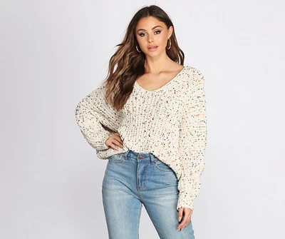 Confetti Knit V Neck Sweater