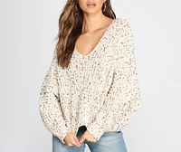 Confetti Knit V Neck Sweater