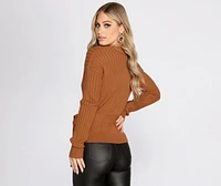 Ribbed Tie Waist Dolman Sweater
