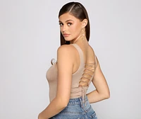 Lace-Up Chic Sleeveless Bodysuit