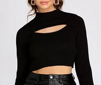Chic Cut Out Mock Neck Crop Top