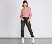 Ribbed Knit Surplice Top