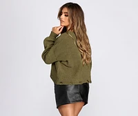 Distressed Chenille Knit Sweater
