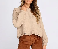 Distressed Chenille Knit Sweater