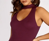 Ribbed Cut Out Sweater Dress