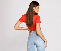 Classic Cut out Crew Neck Crop Top