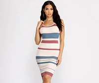 Sassy Stripes Midi Dress