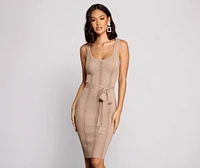 Slay Style Ribbed Scoop Neck Midi Dress